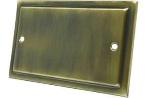 ALLIANCE ELECTRICAL AET VAB2GBP Victorian Antique Brass Double Electrical Blanking Plate 2-Gang, 240 V