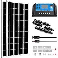 SUNGOLDPOWER Solarpanel Monokristallin Solarmodul 200 Watt 12V：2pcs 100W Monokristallin Solar Panel+20A LCD PWM…