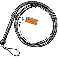 Bantoro Crafts Black Premium cowhide leather bullwhip 3 to 8 feet / 0.9 to 2.4 meter length braided in 12 plaits top grain cowhide Leather whip loaded cracking loud horse riding cattle