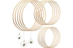 DOULEIN Cerceau Floral en Bambou,15 Pack 3 Tailles Dream Catcher Anneau Bambou Cercle Bois pour Décor de Mariage Attrapes-rêves et Artisanat Murale Ornement