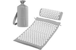 ‎NAVARIS Navaris 2in1 Akupressur Massage Set - Akupressurmatte und Kissen mit Tasche - Akupressur Matte und Kopfkissen - Nadelmatte Grau