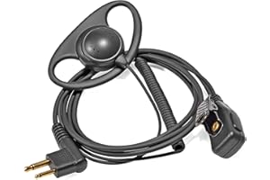 HYSHIKRA 2 Pin Radio Earpiece with PTT D Shape Headset Compatible with Motorola CP88 CP040 CP100 CP110 DP1400 Walkie Talkie (1 Pack)