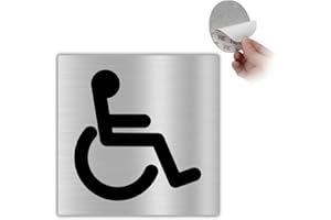LEIASA | Cartello Adesivo per Disabili - Bagno e Mobilità Ridotta - 10x10 cm - Aluminio - Spessore 0,8 mm