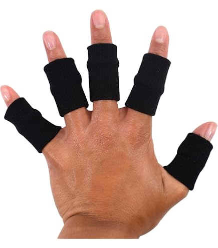 10 Protège-doigts élastiques Yolev – Compression, Soutien, Soulagement Douleur Arthrite, Sport, Noir