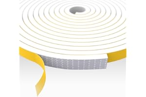 SHOCHX Draft Excluder for Door Window, 2 Rolls 10mm(W) x 6mm(T) Draught Excluder Foam Tape, Self Adhesive Weather Stripping Seal Insulation Tape, Total 10M Long, White