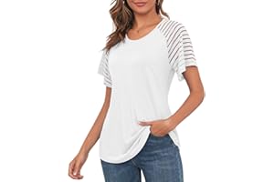 MAVIS LAVEN Damska załoga karku, luźna, z dzwonkiem, krótkie rękawy, koszula, raglanowa tunika, topy