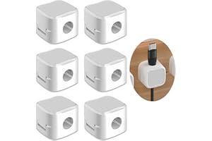 COZEVDNT Pack of 6 Cable Holder, Magnetic Cable Clips, Adjustable Cable Organiser, Magnetic Desk Cable Organiser Management, Strong Adhesive Wire Charger Holder for Bedside Table (White)