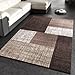 Produktbild PHC Designer Teppich Modern Kariert Kurzflor Teppich Design Meliert In Braun Creme