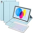 Bettdow for iPad A16 11th Generation 2025/10th Generation 2022 Keyboard Case, UK Layout Detachable Backlit Wireless Keyboard, Case with Pencil Holder for iPad A16 11 Inch/ 10th Gen 10.9 Inch (Blue)