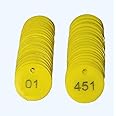 MOREL Yellow Embossed Plastic Round Shape Token Coin with Hole USE for Shop, Board Games, Stores, House, School.|1 to 500 Numerical Coins.
