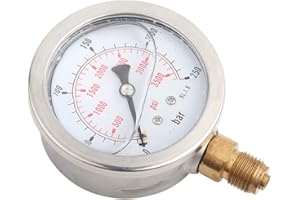 Gojiny 0-250 Bar 0-3750Psi G1 4 63Mm Indicador de Presión de Dial Rendimiento Estable Herramienta de Medición de Presión de Manómetro Hidráulico