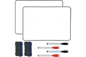 Hiziwimi 2Pcs 30X21cm Weiße Tafel Trocken Abwischbares Mini Whiteboards, A4 Doppelseitige Weiße Tafel mit Schwarzem Rahmen mit 2× Marker und 2× Board Radierer, Whiteboard für Schule, Büro, Haus