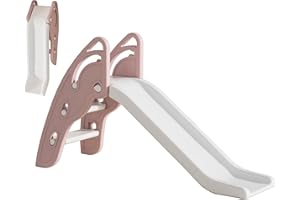 Gupamiga Slide Outdoor and Indoor for Children with Handles, Extra Long Slide Slope and Non-Slip Stairs, High Strength, Easy Assembly and Foldable, Kids Slide for Ages 2 and up (Pink)