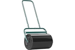 Outsunny Garden Lawn Roller, Outdoor Grass Roller Aerator Filled with 62kg Sand or 38L Water, Heavy Duty Steel Lawn Push Rolling Tool for Grass Seeding, Soil Levelling, Dark Green