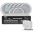 Power Dynamics CSPB5 8x 5 Ceiling Speaker System with Bluetooth Amplifier, 2-Zone Attenuators & Speaker Cable - Commercial Audio PA for Restaurants, Shops, Offices