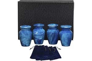 Eternal Harmony Cremation Urn for Human Ashes | Memorial Urn Carefully Handcrafted with Elegant Finishes to Honor Your Loved One | Adult Urn Large Size with Beautiful Velvet Bag (Small, Blue Milo)