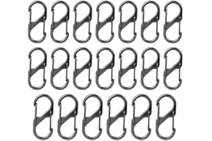 BCZR 20pcs Mosquetones Pequeños，Mosquetones Acero Inoxidable，Llavero De Apertura De Resorte Doble, Hebilla De Mosquetón De Bloqueo De Anillo En s, para Viajes Montañismo Pesca Camping