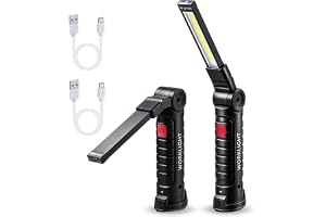 Wigearss 2 st USB uppladdningsbar magnetisk ficklampa arbet verkstad bärbar COB LED-ljus