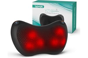 VOYOR-HEALTH Cojín de Masaje Shiatsu，Masajeador de Espalda con Calor, Masajeador de Amasado de Tejido Giratorio 3D，3 Velocidades Incluye Cinturón de Extensión,Casa, Oficina, Coche (Negro Oscuro)