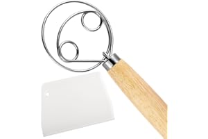 Thinp 2 pièces Danois Fouet Danois Set de Fouet Plat en Acier Inoxydable Fouet mélangeur avec Manche en Bois Fouet à œufs Mélangeur de pâte à Pain Accessoires Outil, pour Batteur de Cuisine