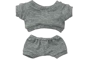 niannyyhouse Vêtements de poupée en peluche de 20 cm, vêtements de sport, costumes, sweat-shirts, pantalons et déguisements de poupée (gris, 20 cm)