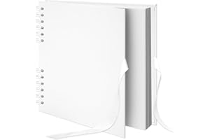 Remowith 20,5 x 20,5 cm 40 Seiten DIY Scrapbook Fotoalbum Hardcover Kraft Blankose Erinnerungsbuch für Hochzeit Jubiläum Familie Baby Weiß