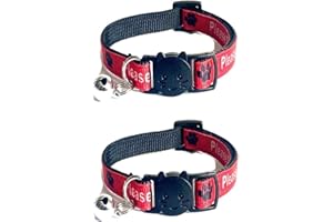 Worded Cat Collars – Please Do Not Feed Me, I Am Microchipped | Safe Quick Release Breakaway Buckle | Zacal Cat Collars (Pack of 2, Red, Please Do Not Feed Me)