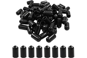 Cjueiom 120pcs Black Rubber End Caps, 8mm / 5/16 inch ID Round Rubber Protectors, Vinyl Bolt Covers for Screws, Tubes, Cables, Wires, Cyling