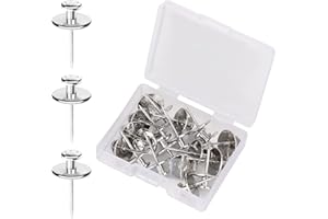 KINBOM 20 Piezas Colgadores de Cuadros, Clavos Pared Doble Cabeza, Ganchos con Pasador Ganchos Decorativos Ganchos con Pasador Empuje para El Hogar Aula Oficina Sala Estudio Paneles Yeso (Plateado)