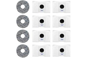 YUETTYY Ersatz-Staubsaugerbeutel und Reinigungstuch für Ecovacs für Deebot T20 Omni/X1 Omni 8, (8 Staubsaugerbeutel + 4 Wischtücher (blau), 12 Stück