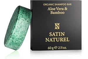 2-EN-1 Shampoing Solide et Apres Shampoing Solide Bio 60g - À l' Aloe Vera et Bamboo - Pour des Cheveux Brillant et Fort - Shampoing Cheveux Gras et Sec - Shampoing Homme et Femme - Satin Naturel