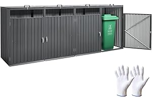VEVOR Kosz na śmieci, 4 x 130 cm kosz na śmieci do przechowywania na zewnątrz, stal ocynkowana, pozioma szafka do przechowywania, wodoodporna, zamykana szopa na śmieci, do ogrodu, na podwórko i patio