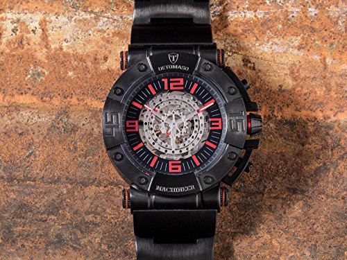 DETOMASO Men's Machineer Automatic Watch with Black Dial Analogue Display and Black Stainless Steel Bracelet DT-ML102-A