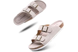 Hitmars Sandalias de pala Mujer Hombre Sandalias de Vestir Mules Punta Abierta Chanclas Plano Cómodas Verano Ajustable Hebilla Zapatillas Negro Marrón Número 35-47 EU