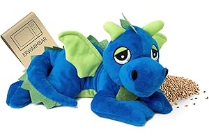 Habibi Plush Classic Coussin chauffant en peluche pour enfants et adultes – Dragon porte-bonheur rembourré de millet, peluche chauffante disponible en plusieurs couleurs (bleu roi)