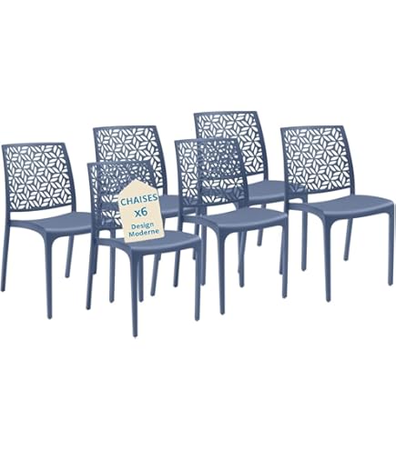 6 Chaises De Cuisine En Plastique Empilables Tomaino - Pour Intérieur/extérieur, Polypropylène Renforcé, Charge 120 Kg - Blanc, Design Moderne