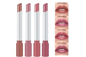 SIYINZU 4pcs Plumping Lipstick and Gloss Set - Tinted Balm, Nude Colors for Women, Long-Lasting, Waterproof, High-Pigmented Makeup