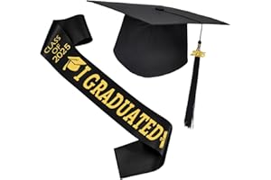 Joyesplay Doktorhut Bachelor Hut,Abschluss Hut Unisex Schwarz, Graduation Hat Quasten Anhänger mit Schärpe,2025 Bachelor Geschenk für Bachelor Master vom Universität,Hochschule