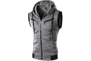 SUNENJOY SWEATER Sunenjoy Homme Gilet à Capuche sans Manche Veste Pull Sweatshirt Tops Haut Slim Fit Zipper Casual Basic Mode Automne Hiver