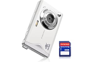 Fotocamera digitale CCN, 48MP 1080P FHD Fotocamera con schermo da 3,0", 16X Zoom Digitale Macchina fotografica compatta portatile con 32GB TF Card, Cavo USB, per adolescenti bambini adulti, Bianco
