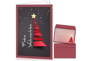 ‎BERILUDESIGN beriluDesign Weihnachtskarten mit Umschlägen 15er Set - Klappkarten mit Weihnachtsbaum-Motiv für die schönsten Weihnachtsgrüße