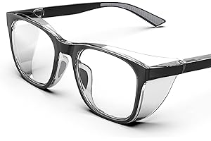 TOREGE Gafas protectoras transparentes con protectores laterales, antivaho y antiarañazos con agarres antideslizantes y protección UV completa - Gafas protectoras ideales para mujeres y hombres