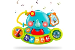 HANMUN Baby Toys 6 Months Plus Musical Toy - Toddler Piano Keyboard Toys Educational Learning Toy Music Activity Center Flashing Lights & Sounds Elephant Musical Toys for 6 Months + Baby Girls Boys Infants