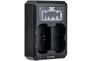 JJC USB-Dual-Ladegerät für Fujifilm X-S20, X-H2, X-H2S, X-T5, X-T4, GFX 50SII, GFX100S, GFX100SII, GFX100II, GFX100RF Spiegellose Kamera, passend für Fuji NP-W235 Lithium-Ionen Akku