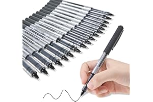 GOLDGE 17 Pezzi Penna a Sfera, Penna Roller a Inchiostro Liquido Nero Punta Extra Fine 0.5mm ad Asciugatura Rapida