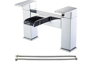 Waterfall Bath taps,Luckyhome Bathroom Filler Mixer Tap Chrome Double Lever Tub Tap