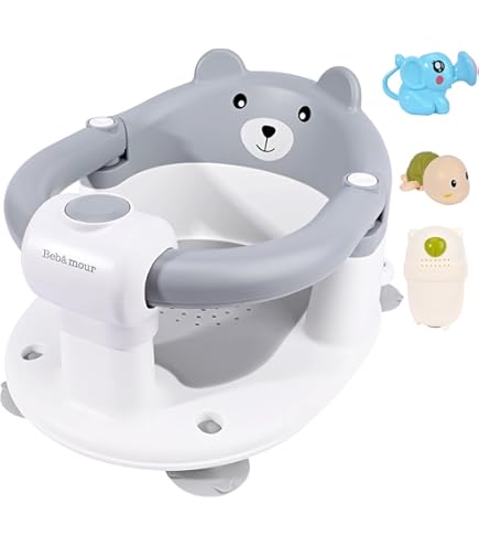 Bebamour Baby badzitje 6 maanden kind badkuip antislip baby badzitje met speelgoed, roze
