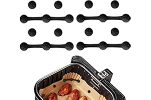 ‎NEAROCKLE 12 Stück Pilzkopf Magnetische Silikonschnallen Adsorption für Airfryer Backpapier, Kompatibel für Heißluftfritteusen aus Eisen (2L– 6L), Airfryer zubehör Hochtemperaturbeständiges 500 °C（Schwarz）