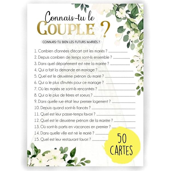 Jeu De Mariage Elle Et Lui - 2 Pancartes Bois + 10 Cartes Quiz Pour Animation De Mariage
