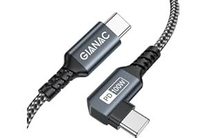 GIANAC 100W USB C auf USB C Kabel 1M,90 Grad Schnellladekabel PD 5A USB Typ C Ladekabel mit E-Mark Chip für Macbook Pro;MacBook Air;iPad Pro;Samsung Galaxy;Huawei;ChromeBook Pixel;Tablet Google